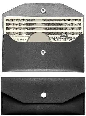 Pu Leather Cash Envelope Wallet - Reusable Cash Stuffing Wallet for Men and Women -Black Pu Leather Cash Envelope Wallet - Reusable Cash Stuffing Wallet for Men and Women -Black