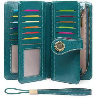 Wallets for Women Leather Credit Card Holder with RFID Blocking Large Capacity Wristlet Wallets for Women Leather Credit Card Holder with RFID Blocking Large Capacity Wristlet