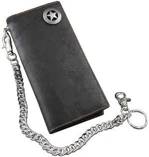 Biker Rock Star Concho Mens Card Money Long Black Real Leahter Wallet With Chain Biker Rock Star Concho Mens Card Money Long Black Real Leahter Wallet With Chain