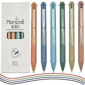 6 Pcs Morandi 4-in-1 Multicolor Pens 4 Colors Retractable Gel Pen | 0.5MM Fine Point Smooth Writing Multi Color Pens Gift Pen for Nurse Students Planner Journaling Back to School Supplies 6 Pcs Morandi 4-in-1 Multicolor Pens 4 Colors Retractable Gel Pen | 0.5MM Fine Point Smooth Writing Multi Color Pens Gift Pen for Nurse Students Planner Journaling Back to School Supplies