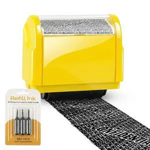 Identity Theft Protection Roller Stamp, Privacy Roller Stamp | Confidential Roller Stamp, Address Blocker Roller Stamps for Your Privacy and Security (3 Refill Ink Included) Identity Theft Protection Roller Stamp, Privacy Roller Stamp | Confidential Roller Stamp, Address Blocker Roller Stamps for Your Privacy and Security (3 Refill Ink Included)