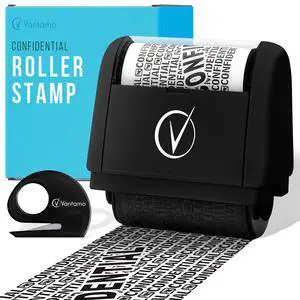 Identity Theft Protection Roller Stamp for Hiding Sensitive Information, Wide Confidential Stamp with Box Cutter, Security Stamp Roller for Identity Theft Prevention, Black Identity Theft Protection Roller Stamp for Hiding Sensitive Information, Wide Confidential Stamp with Box Cutter, Security Stamp Roller for Identity Theft Prevention, Black