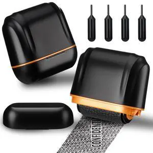 2 Pack Shell-Style Identity Theft Protection Roller Stamp Privacy Confidential Roller Stamp Information Blocker and 4 Refill Ink for ID Account Data Address Security, Black (Rectangular,Large) 2 Pack Shell-Style Identity Theft Protection Roller Stamp Privacy Confidential Roller Stamp Information Blocker and 4 Refill Ink for ID Account Data Address Security, Black (Rectangular,Large)