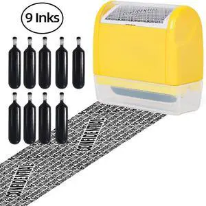 Identity Theft Protection Roller Stamp with Refill Ink - Confidential Roller Stamp for Privacy Information-Identity Theft Protection & Address BlockerYellow with 9 Pack Refillable Ink Identity Theft Protection Roller Stamp with Refill Ink - Confidential Roller Stamp for Privacy Information-Identity Theft Protection & Address BlockerYellow with 9 Pack Refillable Ink