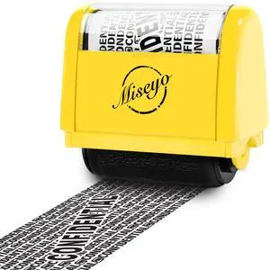 Wide Roller Stamp Identity Theft Stamp 1.5 Inch Perfect for Privacy Protection - Yellow Wide Roller Stamp Identity Theft Stamp 1.5 Inch Perfect for Privacy Protection - Yellow