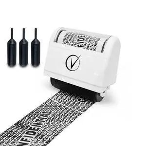 Identity Theft Protection Roller Stamp for Hiding Sensitive Information, Wide Confidential Stamp with 3 Ink Refill, Security Stamp Roller for Identity Theft Prevention, Classy White Identity Theft Protection Roller Stamp for Hiding Sensitive Information, Wide Confidential Stamp with 3 Ink Refill, Security Stamp Roller for Identity Theft Prevention, Classy White