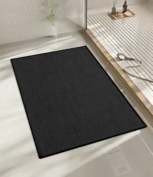 Bathroom Rugs Mat 24x17, Ultra Thin Non Slip Bath Mat Small Quick Dry Absorbent Bath Mat for Bathroom Floor, (Black, 24"x17") Bathroom Rugs Mat 24x17, Ultra Thin Non Slip Bath Mat Small Quick Dry Absorbent Bath Mat for Bathroom Floor, (Black, 24"x17")