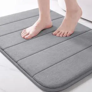 Memory Foam Bath Mat, Super Soft Absorbent Bathroom Rug Non Slip, Quick Dry, Machine Washable Floor Carpet for Tub Shower, Home Decor Accessories, 24x17, Grey Memory Foam Bath Mat, Super Soft Absorbent Bathroom Rug Non Slip, Quick Dry, Machine Washable Floor Carpet for Tub Shower, Home Decor Accessories, 24x17, Grey