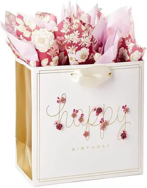 Signature 7" Medium Birthday Gift Bag with Tissue Paper (Pink Flowers) Signature 7" Medium Birthday Gift Bag with Tissue Paper (Pink Flowers)