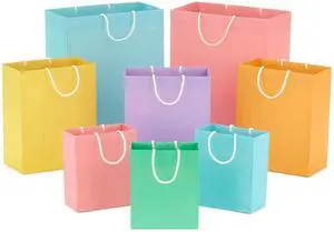 Recyclable Gift Bags Assorted Sizes (8 Pack) Pastel Colors Recyclable Gift Bags Assorted Sizes (8 Pack) Pastel Colors