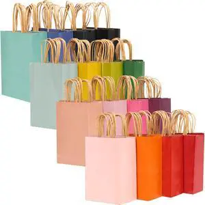 Medium Size Paper Gift Bags With Handles 10.6"x8.3"x4.3" 16 Solid Colors Party Favor Bags16-Packs Medium Size Paper Gift Bags With Handles 10.6"x8.3"x4.3" 16 Solid Colors Party Favor Bags16-Packs