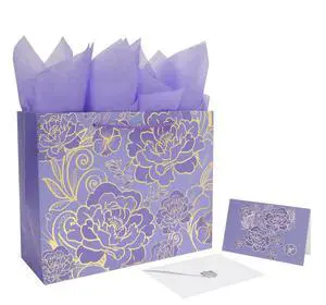13" Large Rose Purple Gift Bag Set with Greeting Card and Tissue Paper for Women or Girls for Celebrating Birthdays, Mother's Day, Valentine's Day, Weddings, Anniversaries 13" Large Rose Purple Gift Bag Set with Greeting Card and Tissue Paper for Women or Girls for Celebrating Birthdays, Mother's Day, Valentine's Day, Weddings, Anniversaries