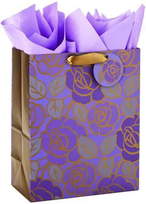13" Large Gift Bag with Tissue Paper (Flowers, Gold Accents) | Includes 1 large bag and 3 tissue paper sheets. Ideal for Mother's Day, Birthday, Anniversary, Valentine's Day 13" Large Gift Bag with Tissue Paper (Flowers, Gold Accents) | Includes 1 large bag and 3 tissue paper sheets. Ideal for Mother's Day, Birthday, Anniversary, Valentine's Day