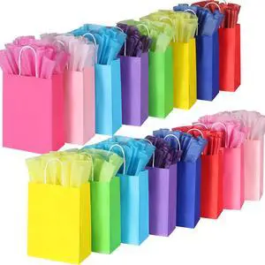 32 Pieces Gift Bags with 32 Tissues, 8 Colors Party Favor Bags with Handles, Rainbow Gift Bag for Wedding, Birthday, Party Supplies and Gifts 32 Pieces Gift Bags with 32 Tissues, 8 Colors Party Favor Bags with Handles, Rainbow Gift Bag for Wedding, Birthday, Party Supplies and Gifts