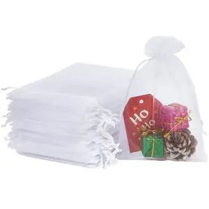 100pcs White Organza Bags, 4x6 inch Mesh Bags Drawstring Gift Bags Jewelry Pouches for Candy Wedding Favors Christmas 100pcs White Organza Bags, 4x6 inch Mesh Bags Drawstring Gift Bags Jewelry Pouches for Candy Wedding Favors Christmas