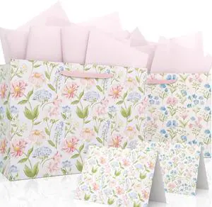 Gift Bags Set of 2,Large 13" Gift Bag with Tissue Paper,Floral Gift bag Includes Matching Tissue Paper,Card and Envelope,Perfect For Presents of Any Special Occasion Gift Bags Set of 2,Large 13" Gift Bag with Tissue Paper,Floral Gift bag Includes Matching Tissue Paper,Card and Envelope,Perfect For Presents of Any Special Occasion