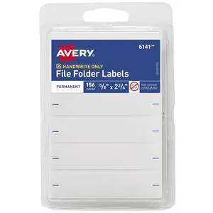 File Folder Labels, 5/8" x 2-3/4", White, Non-Printable, 156 Blank Labels Total (6141) File Folder Labels, 5/8" x 2-3/4", White, Non-Printable, 156 Blank Labels Total (6141)