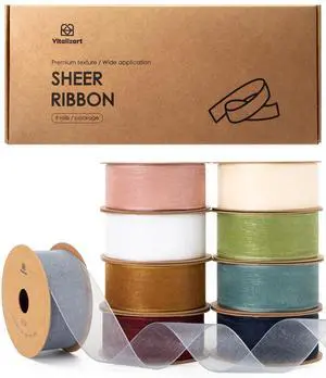 1" x 90Yd Organza Ribbon Mixed Color Sheer Ribbons Set 10 Yd x 9 Rolls Handmade for Gift Wrapping Christmas Tree Crafts Bows Wedding Invitations Wreaths Wrap | 10Yd x 9 Rolls Eco-Friendly Rustic 1" x 90Yd Organza Ribbon Mixed Color Sheer Ribbons Set 10 Yd x 9 Rolls Handmade for Gift Wrapping Christmas Tree Crafts Bows Wedding Invitations Wreaths Wrap | 10Yd x 9 Rolls Eco-Friendly Rustic