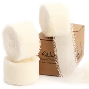 Ivory Ribbon 1 Inch x 3 Rolls Total 24 Yards Ivory Handmade Fringe Chiffon Silk Ribbon for Wrapping Wedding Invitations Bridal Bouquets DIY Crafts Home Decor Ivory Ribbon 1 Inch x 3 Rolls Total 24 Yards Ivory Handmade Fringe Chiffon Silk Ribbon for Wrapping Wedding Invitations Bridal Bouquets DIY Crafts Home Decor