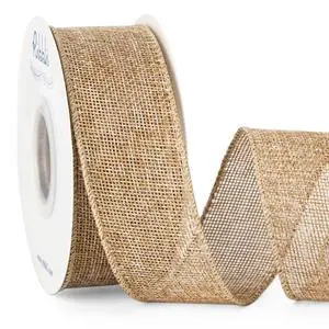 Burlap Wired Edge Ribbon,1-1/2 Inch x 10 Yard,Natural,Solid for Big Bow,Wreath,Tree, Outdoor Decoration Burlap Wired Edge Ribbon,1-1/2 Inch x 10 Yard,Natural,Solid for Big Bow,Wreath,Tree, Outdoor Decoration