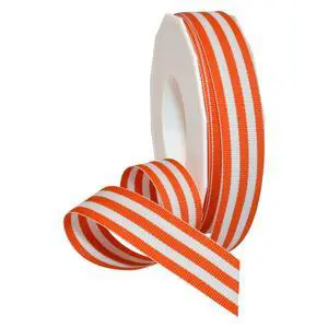 Striped Polyester Grosgrain Ribbon, Party Decorations, Gift Wrapping, Fun Patterns, 7/8" by 20 yd., Orange Striped Polyester Grosgrain Ribbon, Party Decorations, Gift Wrapping, Fun Patterns, 7/8" by 20 yd., Orange