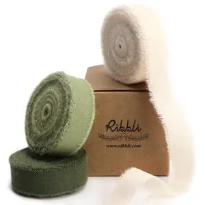 3 Rolls Green Ribbon 5/8 Inch x 18Yards Ivory Sage Moss Handmade Cotton Frayed Fringe Ribbons for Gift Wrapping Wedding Invites Bridal Bouquets Baby Shower DIY Crafts Home Decor 3 Rolls Green Ribbon 5/8 Inch x 18Yards Ivory Sage Moss Handmade Cotton Frayed Fringe Ribbons for Gift Wrapping Wedding Invites Bridal Bouquets Baby Shower DIY Crafts Home Decor
