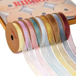 3/8" x 90 Yards Organza Ribbon Set 9 Rolls x 10 Yards Sheer Ribbon for Gift Wrapping Crafts Christmas Decorating, Embroidery, Crafting, Sewing,Wedding, Birthday Party. (Mixed Color-5) 3/8" x 90 Yards Organza Ribbon Set 9 Rolls x 10 Yards Sheer Ribbon for Gift Wrapping Crafts Christmas Decorating, Embroidery, Crafting, Sewing,Wedding, Birthday Party. (Mixed Color-5)
