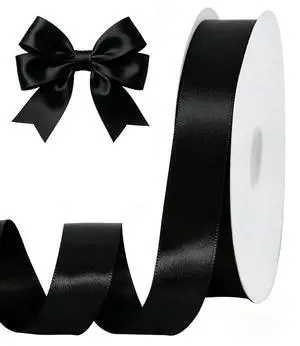 1 Inch x 100yds Black Satin Ribbon for Crafts, Gift Wrapping | Solid Ribbon for Graduation Lei Making Hair Bows Making Halloween Wrap Wedding Invitation Card Christmas Valentine Decor 1 Inch x 100yds Black Satin Ribbon for Crafts, Gift Wrapping | Solid Ribbon for Graduation Lei Making Hair Bows Making Halloween Wrap Wedding Invitation Card Christmas Valentine Decor