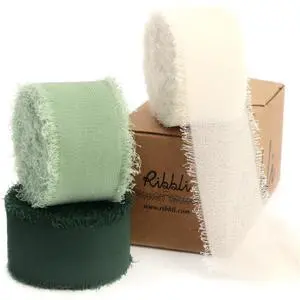 Green Ribbon 1 Inch x 3 Rolls Total 24 Yards Ivory/Sage/Forest Green Handmade Fringe Chiffon Silk Ribbon for Wrapping Wedding Invitations Bridal Bouquets DIY Crafts Home Decor Green Ribbon 1 Inch x 3 Rolls Total 24 Yards Ivory/Sage/Forest Green Handmade Fringe Chiffon Silk Ribbon for Wrapping Wedding Invitations Bridal Bouquets DIY Crafts Home Decor