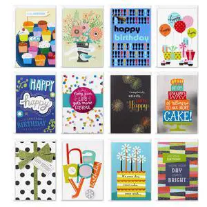 Birthday Cards with Envelopes, Assorted 12-Pack (Happy!) | Hand-embellished details with glitter and ribbon. White envelopes included. Premium paper stock., 4.7 x 6.8 in Birthday Cards with Envelopes, Assorted 12-Pack (Happy!) | Hand-embellished details with glitter and ribbon. White envelopes included. Premium paper stock., 4.7 x 6.8 in