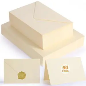 50 PACK Cream Blank Cards and Envelopes 4x6 Inch, Note Greeting Cards, Folded Ivory Cardstock and Envelopes Self Seal for Wedding, Invitations, DIY Greeting Cardstock, Thank You Cards & All Occasion 50 PACK Cream Blank Cards and Envelopes 4x6 Inch, Note Greeting Cards, Folded Ivory Cardstock and Envelopes Self Seal for Wedding, Invitations, DIY Greeting Cardstock, Thank You Cards & All Occasion
