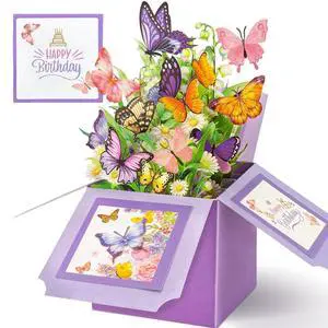 Birthday Cards for Women, Butterfly Pop Up Card Box | Happy Birthday Gifts Cards for Women, Daughter, Mom, Sister, Friend, Butterflies Greeting Card with Blank Notecard & Envelope Birthday Cards for Women, Butterfly Pop Up Card Box | Happy Birthday Gifts Cards for Women, Daughter, Mom, Sister, Friend, Butterflies Greeting Card with Blank Notecard & Envelope