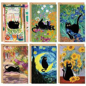 36 Pack Black Cat Painting Greeting Card Floral Animal Blank Note Card With Envelope Matching Seal Sticker for Spring Party Favor Supplies, 4 x 6 Inch 36 Pack Black Cat Painting Greeting Card Floral Animal Blank Note Card With Envelope Matching Seal Sticker for Spring Party Favor Supplies, 4 x 6 Inch
