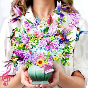 Birthday Cards for Women, Hummingbird Oasis with Light & Music | 10 Inch Bouquet Happy Birthday Card, 3D Pop Up Birthday Gift Card for Wife Mom Daughter Sister (Blank Notecard & Envelope) Birthday Cards for Women, Hummingbird Oasis with Light & Music | 10 Inch Bouquet Happy Birthday Card, 3D Pop Up Birthday Gift Card for Wife Mom Daughter Sister (Blank Notecard & Envelope)
