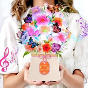 Birthday Cards, Light and Music Happy Birthday Card for Women | Lily and Butterflies 10 Inch Forever Flower Bouquet, 3D Pop Up Birthday Gift Card for Women Wife Mom Daughter Sister Birthday Cards, Light and Music Happy Birthday Card for Women | Lily and Butterflies 10 Inch Forever Flower Bouquet, 3D Pop Up Birthday Gift Card for Women Wife Mom Daughter Sister