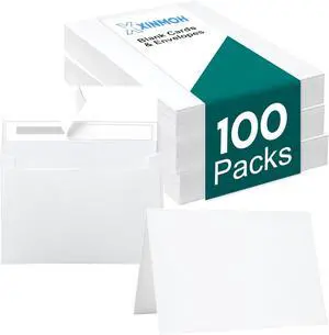 100 Pack White Blank Cards and 100 Pack Envelopes 4x6, Note Greeting Cards and Envelopes Set, Folded Cardstock with Self-Seal Envelope for DIY Greeting Thank you Cards, Invitations in All Occasions 100 Pack White Blank Cards and 100 Pack Envelopes 4x6, Note Greeting Cards and Envelopes Set, Folded Cardstock with Self-Seal Envelope for DIY Greeting Thank you Cards, Invitations in All Occasions