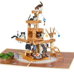 Cat Tree Pop Up Card, 5x7 Inch 3D Greeting Card, Funny Cats Design for Cat Lovers, Birthday, Mothers Day or Fathers Day, Includes Envelope & Note Cat Tree Pop Up Card, 5x7 Inch 3D Greeting Card, Funny Cats Design for Cat Lovers, Birthday, Mothers Day or Fathers Day, Includes Envelope & Note