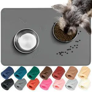 Pet Food Mat Flexmat Dog Bowl Mat, S, Grey | Non Slip Silicone for Pet Kitten & Doggy, Placemat with Lip for Floor Pet Food Mat Flexmat Dog Bowl Mat, S, Grey | Non Slip Silicone for Pet Kitten & Doggy, Placemat with Lip for Floor