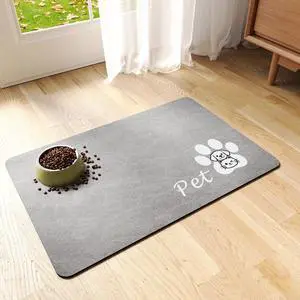 Dog Food Mat Cat Feeding Mat for Food and Water Bowls,12"x20",Grey | Non Slip Absorbent Quick Dry Pet Feeding Mats for Floors with Waterproof Rubber Backed Dog Placemat Mats for Messy Drinkers Dog Food Mat Cat Feeding Mat for Food and Water Bowls,12"x20",Grey | Non Slip Absorbent Quick Dry Pet Feeding Mats for Floors with Waterproof Rubber Backed Dog Placemat Mats for Messy Drinkers