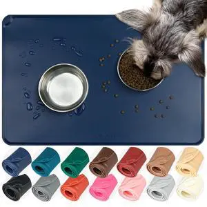 Pet Food Mat Flexmat Dog Bowl Mat, S, Navy Blue | Non Slip Silicone for Pet Kitten & Doggy, Placemat with Lip for Floor Pet Food Mat Flexmat Dog Bowl Mat, S, Navy Blue | Non Slip Silicone for Pet Kitten & Doggy, Placemat with Lip for Floor