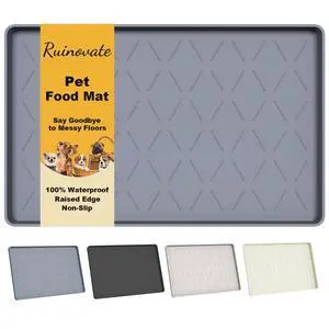 Extra Thick Dog Food Mat Waterproof with Raised Edge 19" x 12" | Silicone Multipurpose Mat, Under Sink Cabinet Protector for Kitchen, Bathroom, Shelf, Pet Feeding, Boot & Plant Trays Extra Thick Dog Food Mat Waterproof with Raised Edge 19" x 12" | Silicone Multipurpose Mat, Under Sink Cabinet Protector for Kitchen, Bathroom, Shelf, Pet Feeding, Boot & Plant Trays