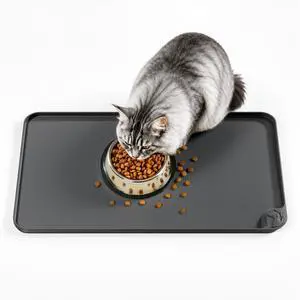 Waterproof Raised Edge Pet Feeding Mats -19''X12'' Premium Gray | BPA Free Non-Slip Easy to clean Raised Edges Fits Pet Bowls and Fountains Waterproof Raised Edge Pet Feeding Mats -19''X12'' Premium Gray | BPA Free Non-Slip Easy to clean Raised Edges Fits Pet Bowls and Fountains