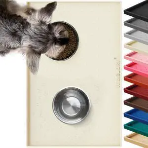 Pet Food Mat Grippymat Dog Bowl Mat, 19" L x 12" W, Ivory | Placemat with Raised Edge for Indoor, Waterproof Silicone for Cat Kitty & Puppy Pet Food Mat Grippymat Dog Bowl Mat, 19" L x 12" W, Ivory | Placemat with Raised Edge for Indoor, Waterproof Silicone for Cat Kitty & Puppy