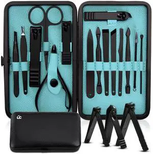 Manicure Set Professional Nail Clippers Kit | 16 Pcs Manicure & Pedicure Nail Kit for Men Women with Fingernail & Toenail Clippers and Premium Travel Case Manicure Set Professional Nail Clippers Kit | 16 Pcs Manicure & Pedicure Nail Kit for Men Women with Fingernail & Toenail Clippers and Premium Travel Case