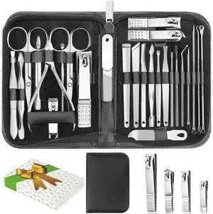 26Pcs Manicure Nail Clipper Set for Men Women Gift, Silver Accessories | Family & Travel Essential, Professional Tools, Pedicure Kit, Mens Grooming, Fully Functional, Heavy Duty Steel 26Pcs Manicure Nail Clipper Set for Men Women Gift, Silver Accessories | Family & Travel Essential, Professional Tools, Pedicure Kit, Mens Grooming, Fully Functional, Heavy Duty Steel