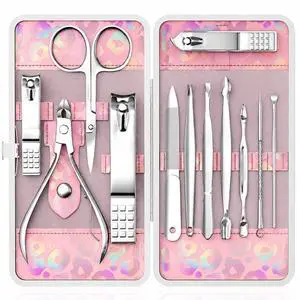 Nail Clippers Kit Manicure Pedicure Set with Holographic Case(Pink) | 12-Piece Set with Thicker Steel, Precision-ground Cutting Edges, and Smooth-finished Tools for Clean, Precise Trimming. Nail Clippers Kit Manicure Pedicure Set with Holographic Case(Pink) | 12-Piece Set with Thicker Steel, Precision-ground Cutting Edges, and Smooth-finished Tools for Clean, Precise Trimming.