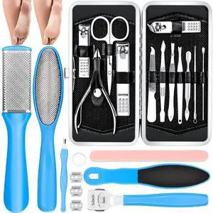 Pedicure Kits - Callus Remover for Feet, 23 in 1 Professional Manicure Set Pedicure Tools Stainless Steel Foot Care, Foot File Foot Rasp Dead Skin for Women Men Home Foot Spa Kit, Blue23 Pedicure Kits - Callus Remover for Feet, 23 in 1 Professional Manicure Set Pedicure Tools Stainless Steel Foot Care, Foot File Foot Rasp Dead Skin for Women Men Home Foot Spa Kit, Blue23