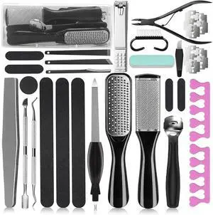 36 in 1 Pedicure Kit, Stainless Steel Foot Care Kit with Foot File | Professional pedicure kit with foot file, foot rasp, callus remover, nail clipper and cuticle pusher for home spa care. 36 in 1 Pedicure Kit, Stainless Steel Foot Care Kit with Foot File | Professional pedicure kit with foot file, foot rasp, callus remover, nail clipper and cuticle pusher for home spa care.