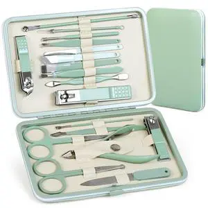 Manicure Set Pedicure Kit Nail Clippers Set Fingernail Clipper Set Ingrown Toenail Nail Kit Scissor Nail Trimmer Kit 18 Pieces Women and Mens Care Grooming Tools with Fine Case (Tea Green_18 Pieces) Manicure Set Pedicure Kit Nail Clippers Set Fingernail Clipper Set Ingrown Toenail Nail Kit Scissor Nail Trimmer Kit 18 Pieces Women and Mens Care Grooming Tools with Fine Case (Tea Green_18 Pieces)