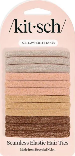Elastic Hair Ties No Damage | Stretchable Hair Bands - Neutral 12pcs | Strong All-Day Hold Hair, Rubber Bands For Hair, Ponytail Holders | Hair Accessories for Everyday Use Elastic Hair Ties No Damage | Stretchable Hair Bands - Neutral 12pcs | Strong All-Day Hold Hair, Rubber Bands For Hair, Ponytail Holders | Hair Accessories for Everyday Use